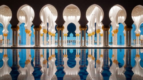 Night reflection at Mosque, Abu Dhabi