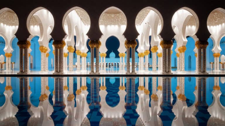 Night reflection at Mosque, Abu Dhabi