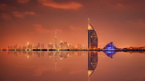 Beautiful skyline of Dubai city at night
