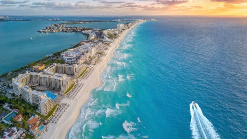 Aerial view of cancun beach, mexico