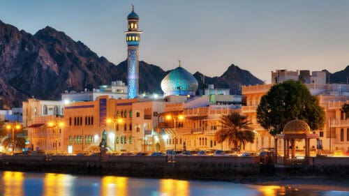 Muttrah Corniche, Muscat, Oman at Night
