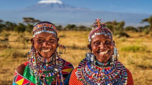 Happy African women, Mount Kilimanjaro, Kenya